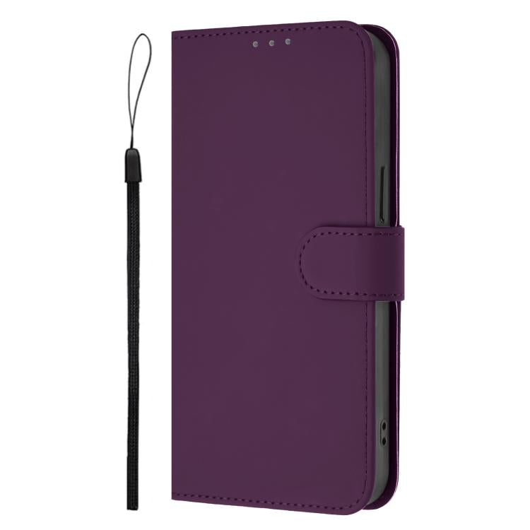 For Cubot P90 Skin Feel Solid Color Leather Phone Case with Lanyard