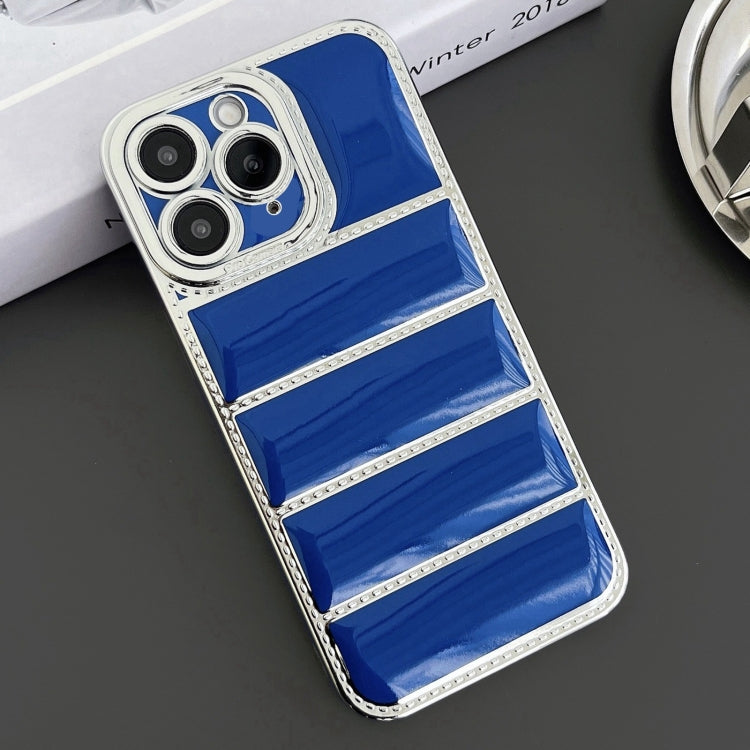 For iPhone 11 Pro Max Electroplated Silver Edge Eiderdown TPU Phone Case