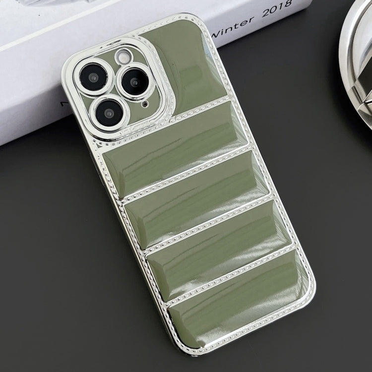 For iPhone 11 Pro Max Electroplated Silver Edge Eiderdown TPU Phone Case