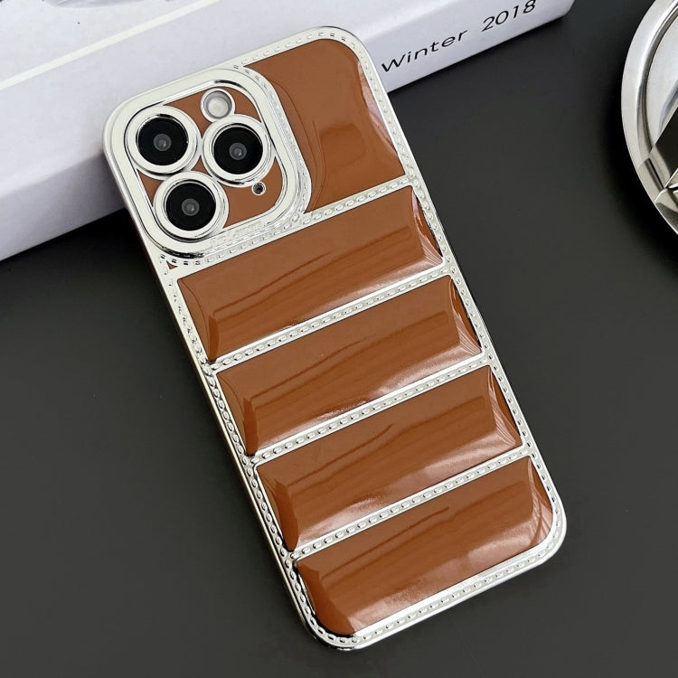 For iPhone 11 Pro Max Electroplated Silver Edge Eiderdown TPU Phone Case