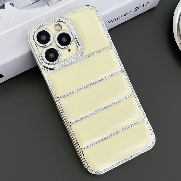 For iPhone 11 Pro Max Electroplated Silver Edge Eiderdown TPU Phone Case