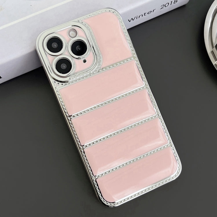 For iPhone 11 Pro Max Electroplated Silver Edge Eiderdown TPU Phone Case