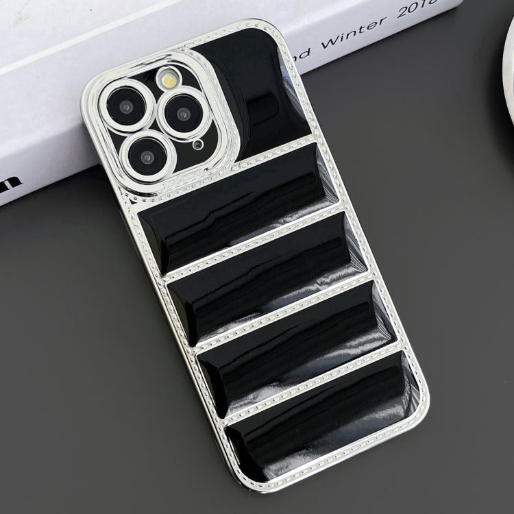 For iPhone 11 Pro Max Electroplated Silver Edge Eiderdown TPU Phone Case