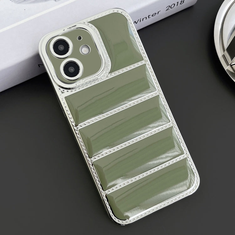 For iPhone 12 Electroplated Silver Edge Eiderdown TPU Phone Case