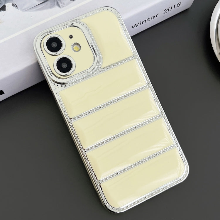 For iPhone 12 Electroplated Silver Edge Eiderdown TPU Phone Case