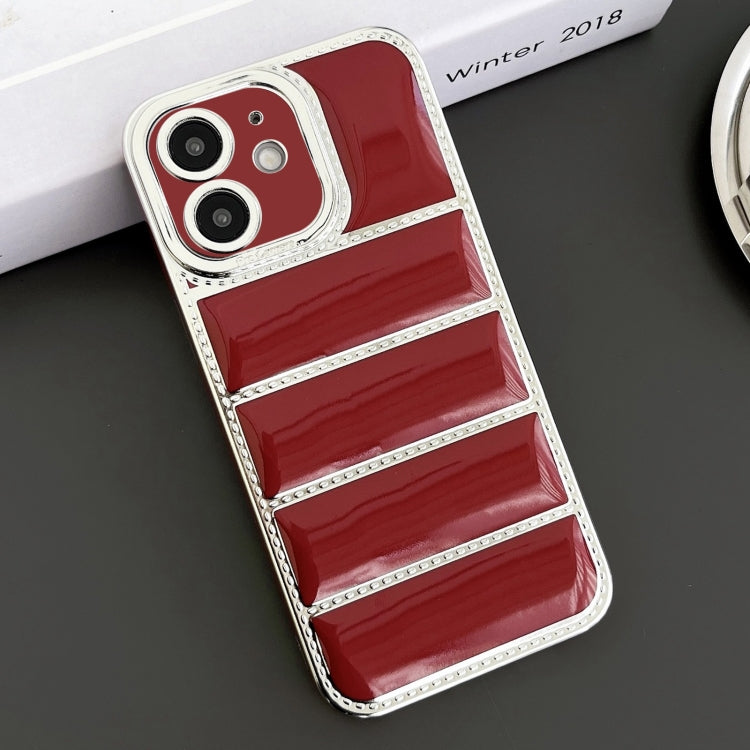 For iPhone 12 Electroplated Silver Edge Eiderdown TPU Phone Case