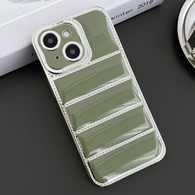 For iPhone 13 Electroplated Silver Edge Eiderdown TPU Phone Case