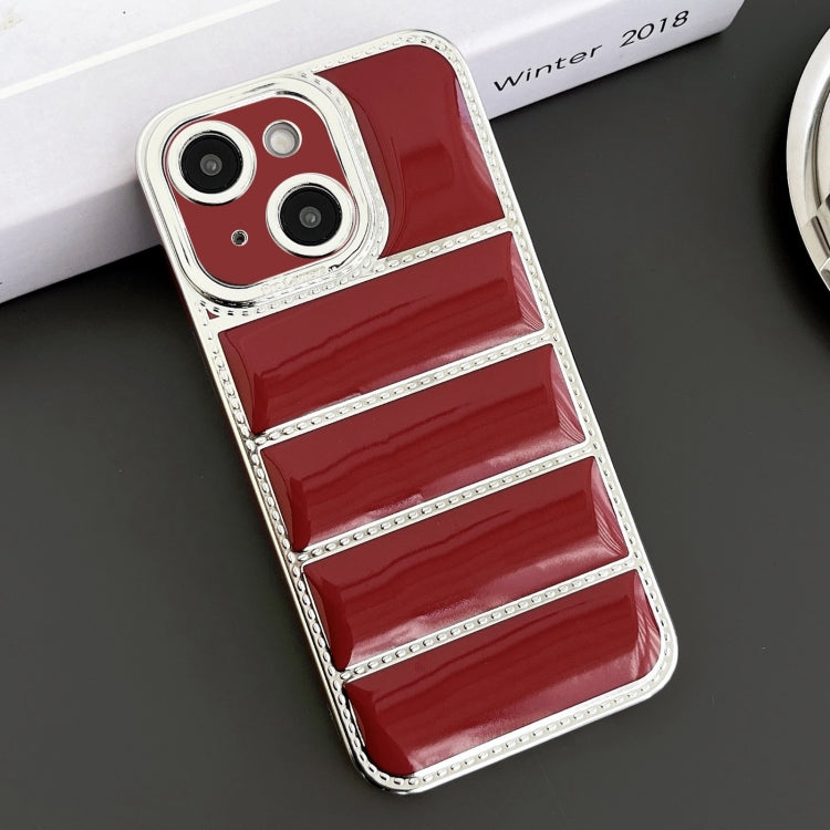 For iPhone 13 Electroplated Silver Edge Eiderdown TPU Phone Case