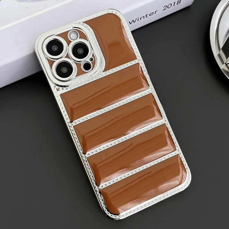 For iPhone 13 Pro Electroplated Silver Edge Eiderdown TPU Phone Case