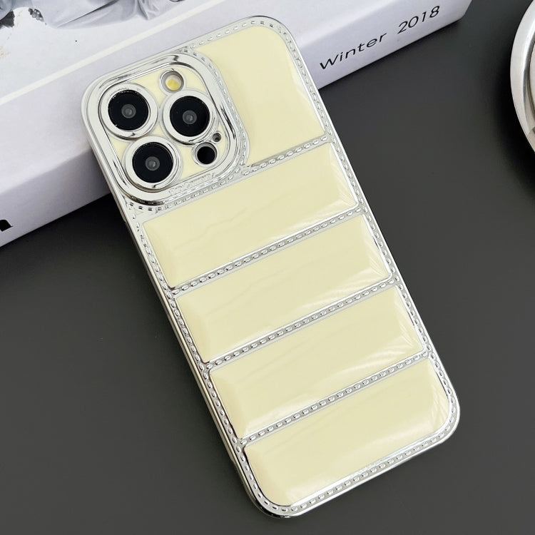 For iPhone 13 Pro Max Electroplated Silver Edge Eiderdown TPU Phone Case