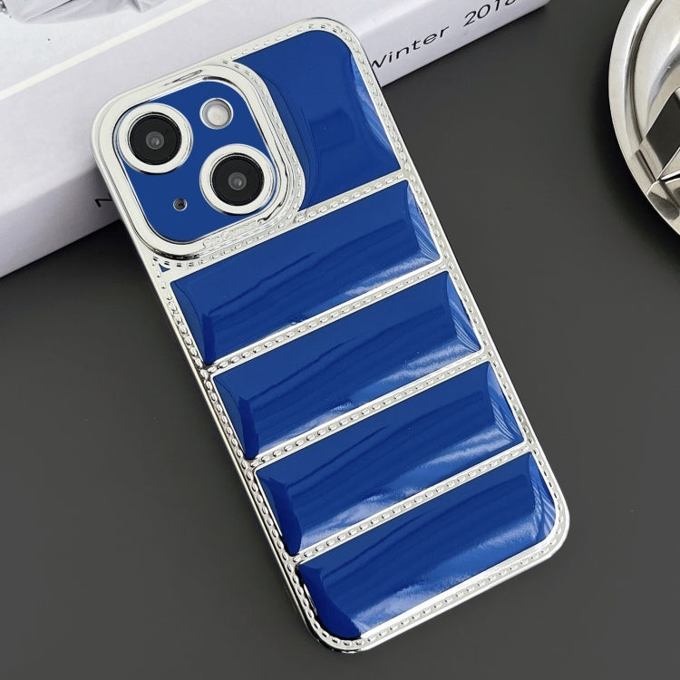 For iPhone 14 Plus Electroplated Silver Edge Eiderdown TPU Phone Case