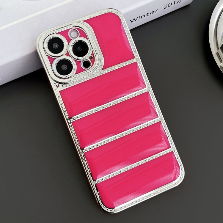 For iPhone 14 Pro Electroplated Silver Edge Eiderdown TPU Phone Case