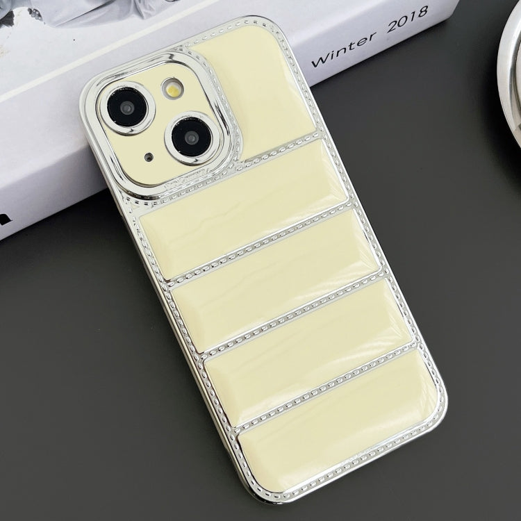 For iPhone 15 Electroplated Silver Edge Eiderdown TPU Phone Case