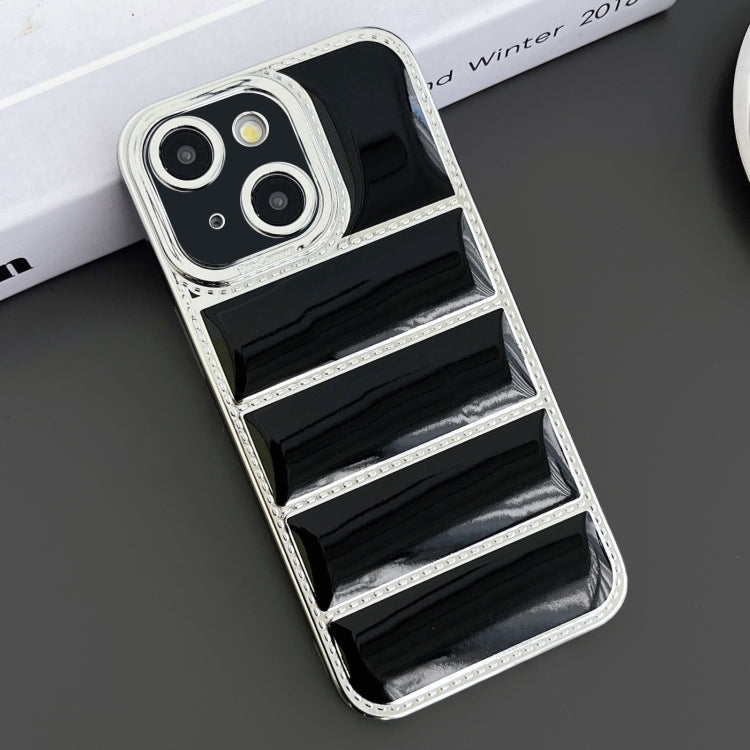 For iPhone 15 Electroplated Silver Edge Eiderdown TPU Phone Case