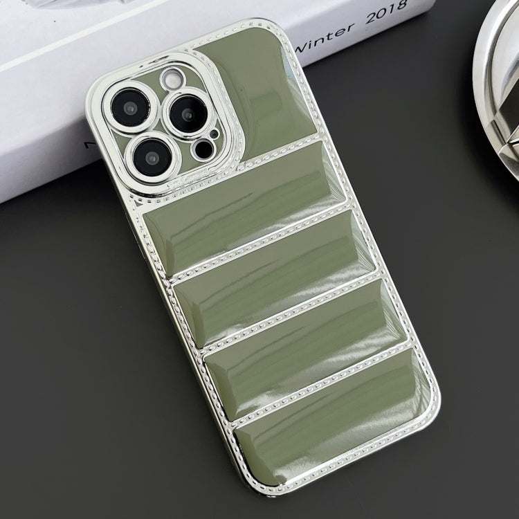 For iPhone 15 Pro Max Electroplated Silver Edge Eiderdown TPU Phone Case