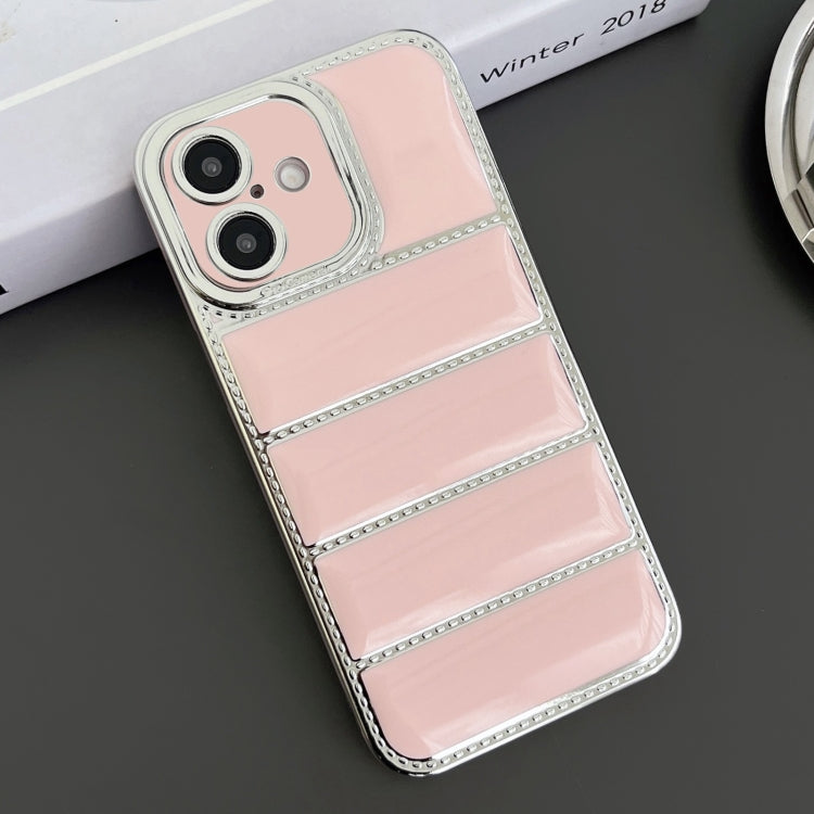 For iPhone 16 Electroplated Silver Edge Eiderdown TPU Phone Case