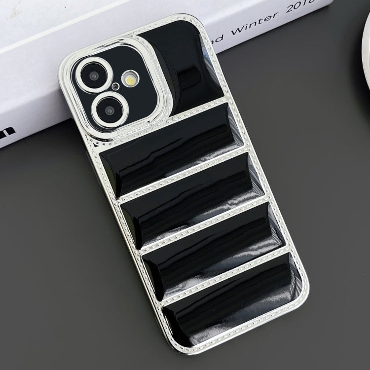 For iPhone 16 Electroplated Silver Edge Eiderdown TPU Phone Case