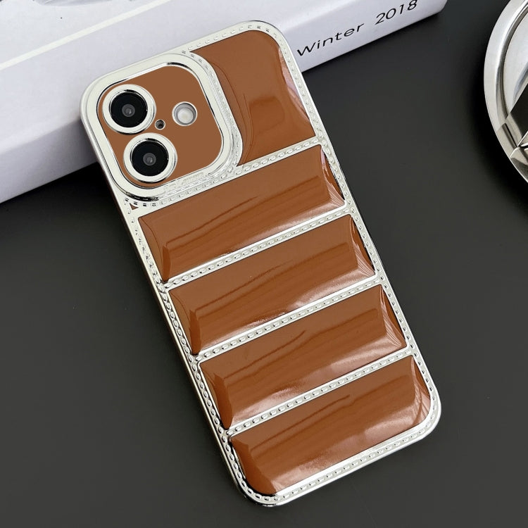 For iPhone 16 Plus Electroplated Silver Edge Eiderdown TPU Phone Case