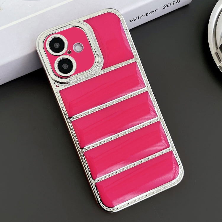 For iPhone 16 Plus Electroplated Silver Edge Eiderdown TPU Phone Case