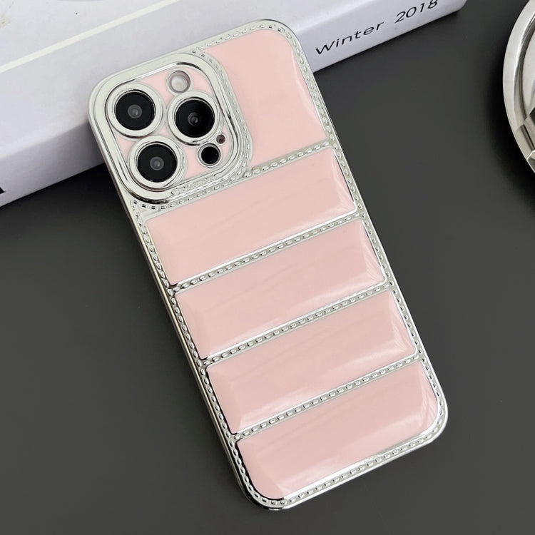 For iPhone 16 Pro Electroplated Silver Edge Eiderdown TPU Phone Case