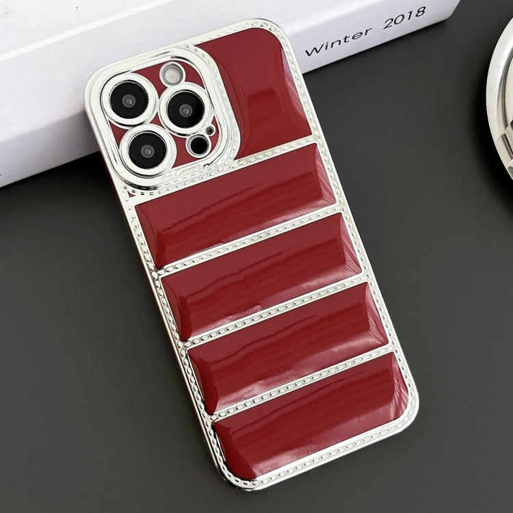 For iPhone 16 Pro Electroplated Silver Edge Eiderdown TPU Phone Case