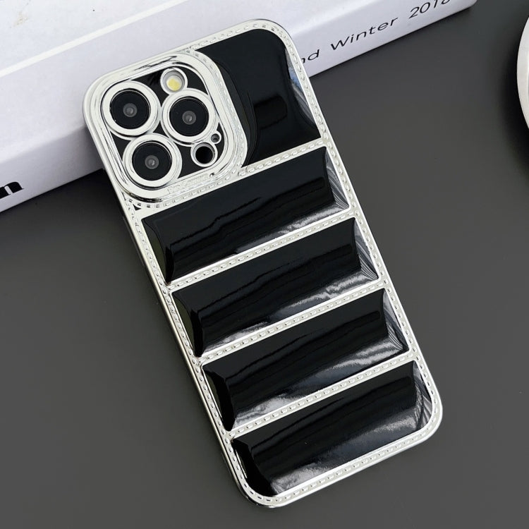 For iPhone 16 Pro Electroplated Silver Edge Eiderdown TPU Phone Case