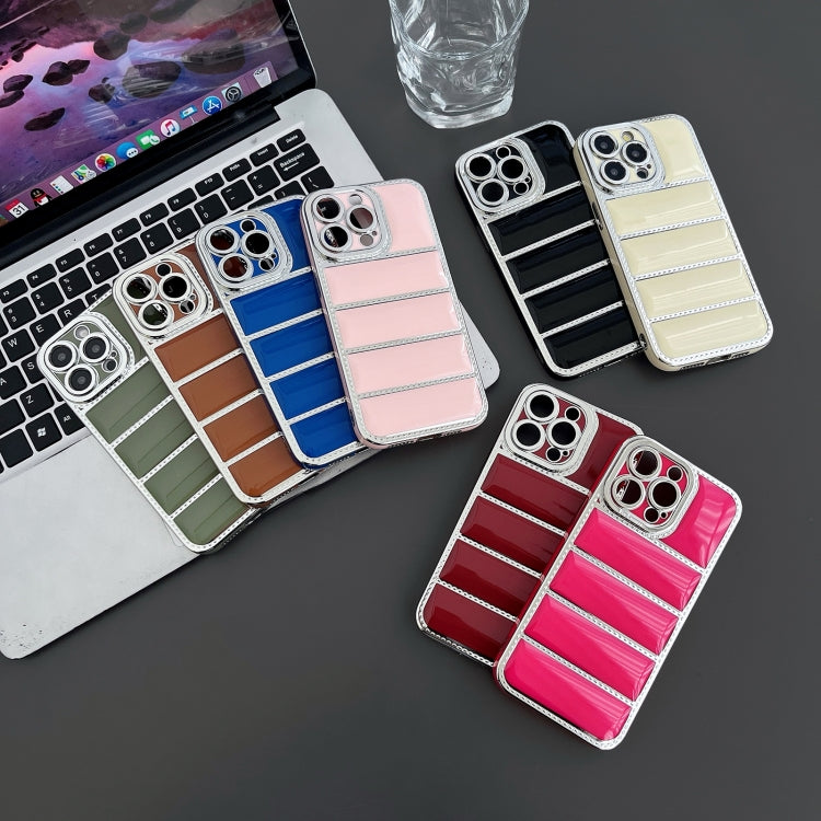 For iPhone 11 Pro Max Electroplated Silver Edge Eiderdown TPU Phone Case