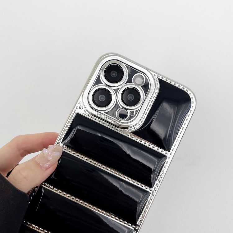 For iPhone 11 Pro Max Electroplated Silver Edge Eiderdown TPU Phone Case