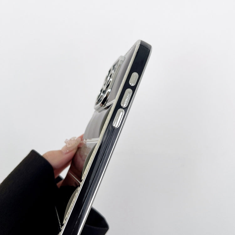 For iPhone 11 Pro Max Electroplated Silver Edge Eiderdown TPU Phone Case