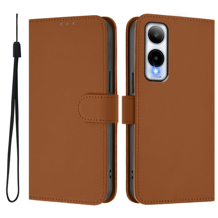 For Cricket Icon 6 Skin Feel Solid Color Leather Phone Case with Lanyard