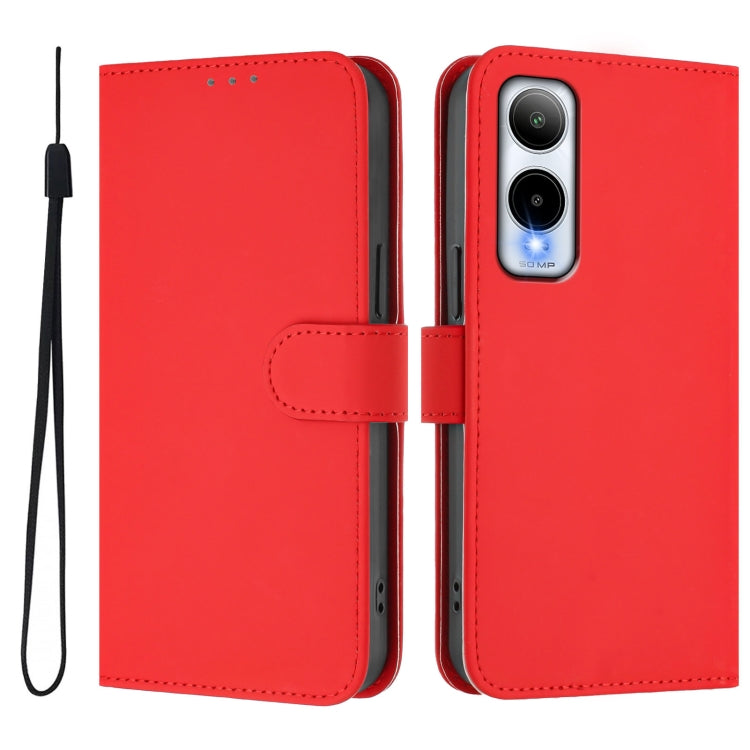 For Cricket Icon 6 Skin Feel Solid Color Leather Phone Case with Lanyard