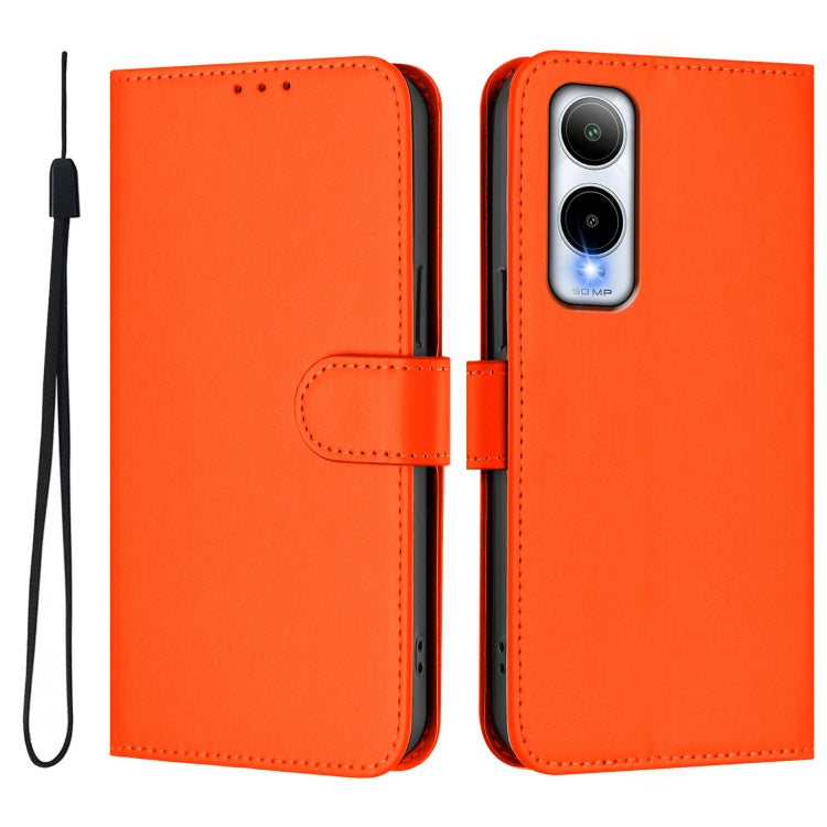 For Cricket Icon 6 Skin Feel Solid Color Leather Phone Case with Lanyard