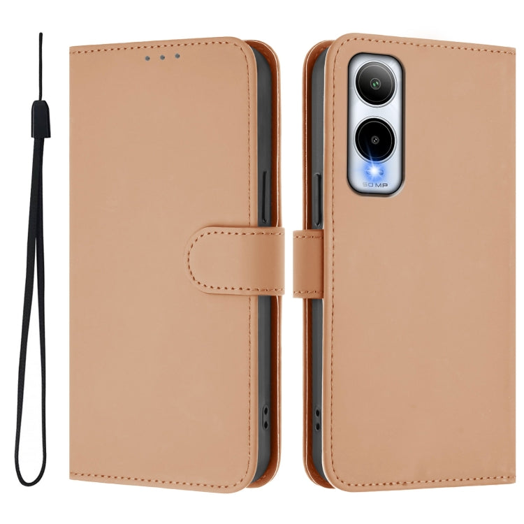 For Cricket Icon 6 Skin Feel Solid Color Leather Phone Case with Lanyard