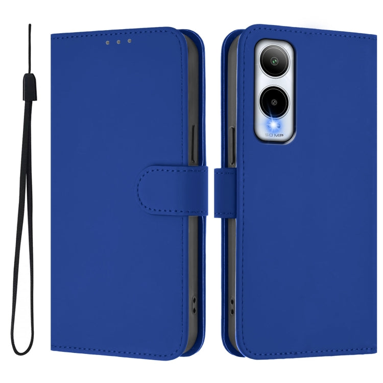 For Cricket Icon 6 Skin Feel Solid Color Leather Phone Case with Lanyard