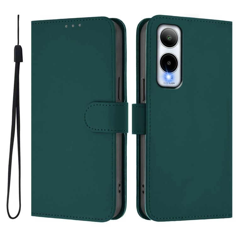 For Cricket Icon 6 Skin Feel Solid Color Leather Phone Case with Lanyard