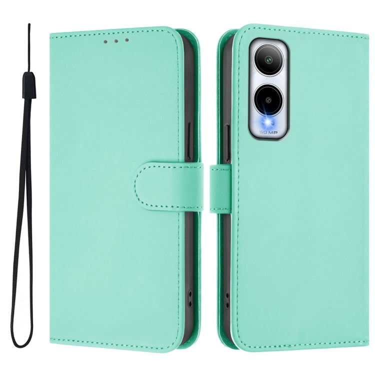 For Cricket Icon 6 Skin Feel Solid Color Leather Phone Case with Lanyard