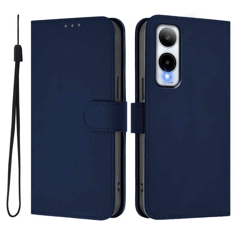 For Cricket Icon 6 Skin Feel Solid Color Leather Phone Case with Lanyard