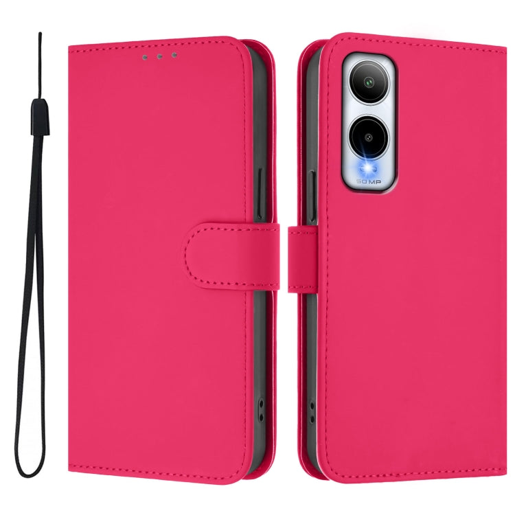 For Cricket Icon 6 Skin Feel Solid Color Leather Phone Case with Lanyard