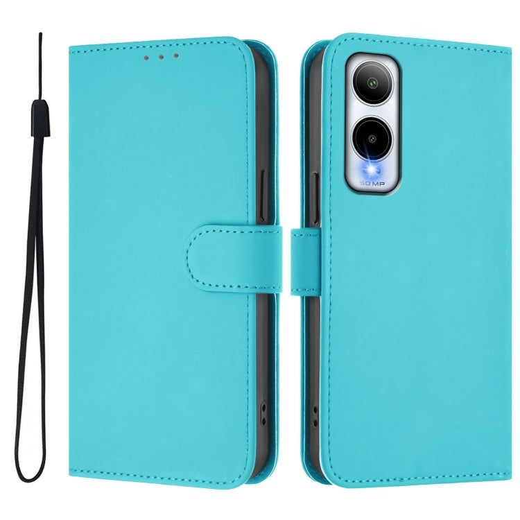 For Cricket Icon 6 Skin Feel Solid Color Leather Phone Case with Lanyard