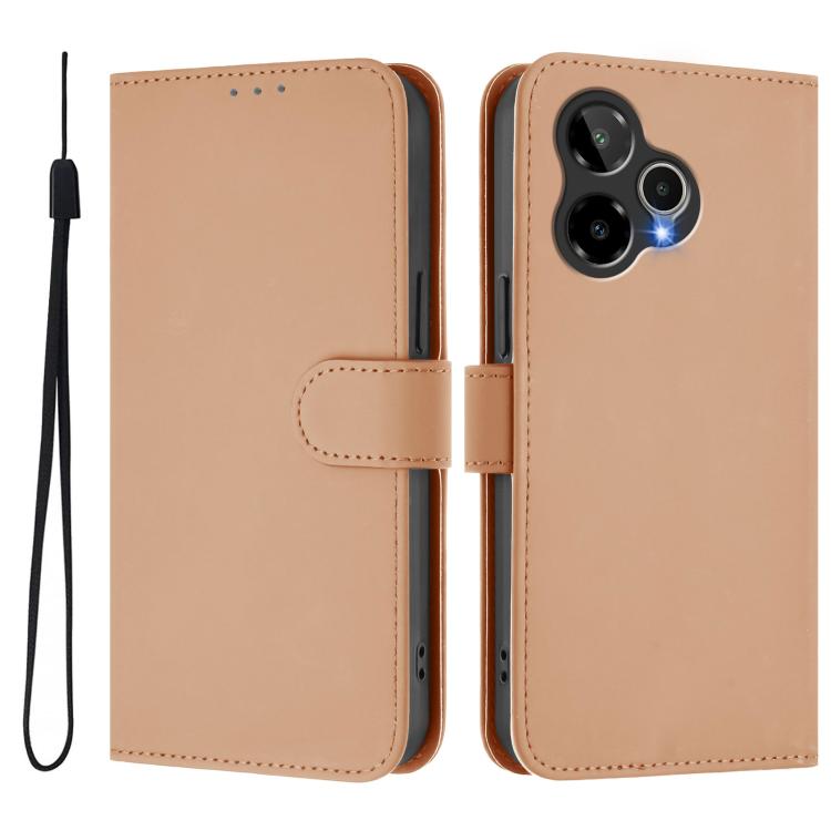 For Cricket Icon Plus 2026 / Icon 7 5G Skin Feel Solid Color Leather Phone Case with Lanyard
