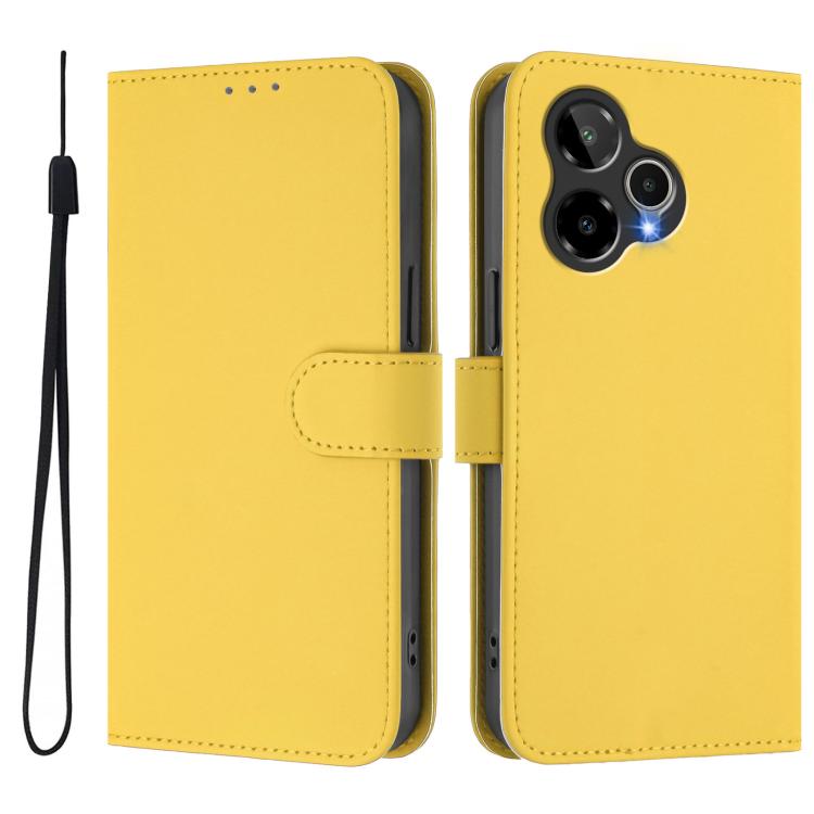 For Cricket Icon Plus 2026 / Icon 7 5G Skin Feel Solid Color Leather Phone Case with Lanyard