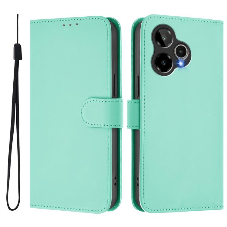 For Cricket Icon Plus 2026 / Icon 7 5G Skin Feel Solid Color Leather Phone Case with Lanyard