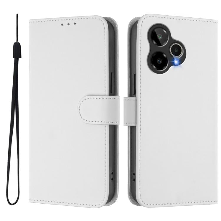 For Cricket Icon Plus 2026 / Icon 7 5G Skin Feel Solid Color Leather Phone Case with Lanyard