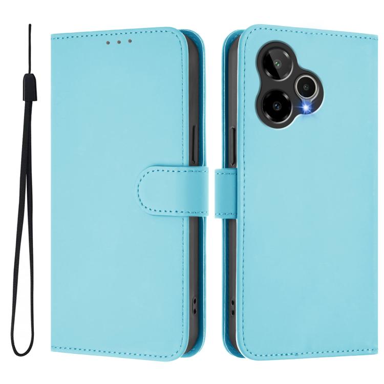 For Cricket Icon Plus 2026 / Icon 7 5G Skin Feel Solid Color Leather Phone Case with Lanyard