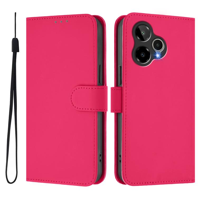 For Cricket Icon Plus 2026 / Icon 7 5G Skin Feel Solid Color Leather Phone Case with Lanyard