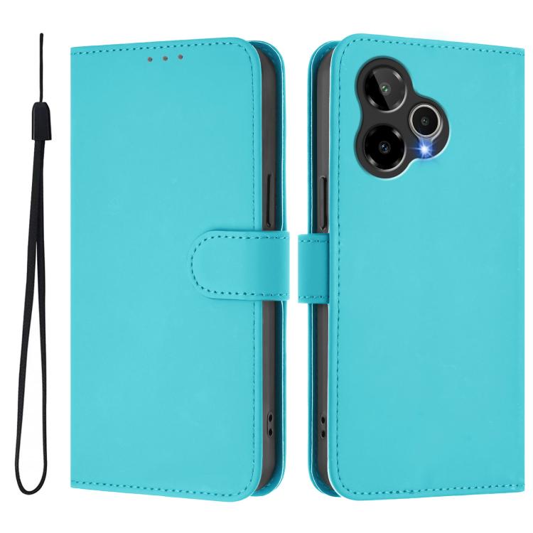 For Cricket Icon Plus 2026 / Icon 7 5G Skin Feel Solid Color Leather Phone Case with Lanyard