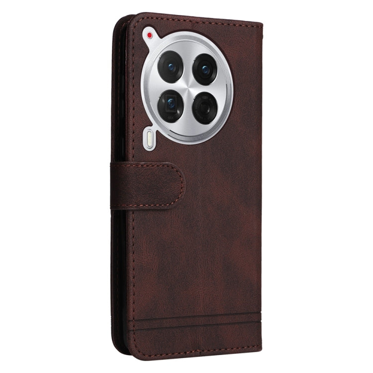 For Tecno Camon 30 Premier Skin Feel Life Tree Metal Button Leather Phone Case