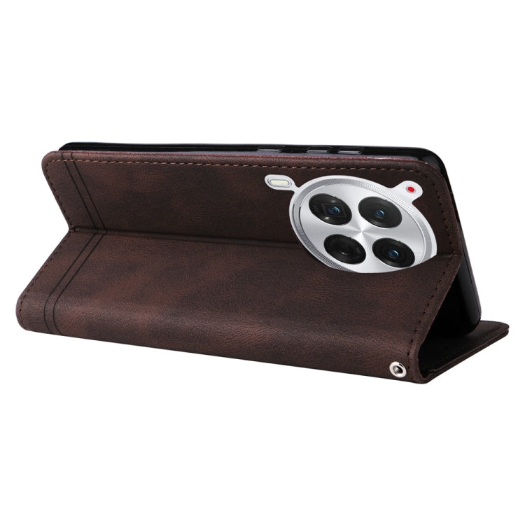 For Tecno Camon 30 Premier Skin Feel Life Tree Metal Button Leather Phone Case