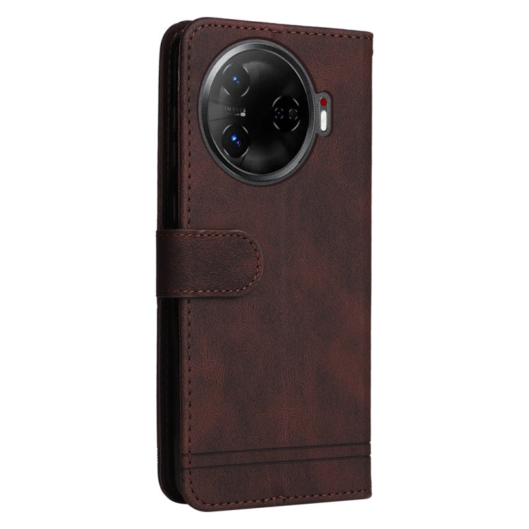 For Tecno Camon 30 Pro Skin Feel Life Tree Metal Button Leather Phone Case