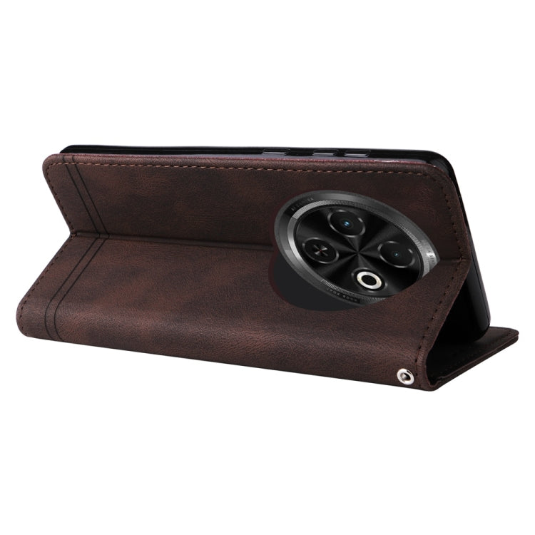 For Tecno Spark 30C Skin Feel Life Tree Metal Button Leather Phone Case